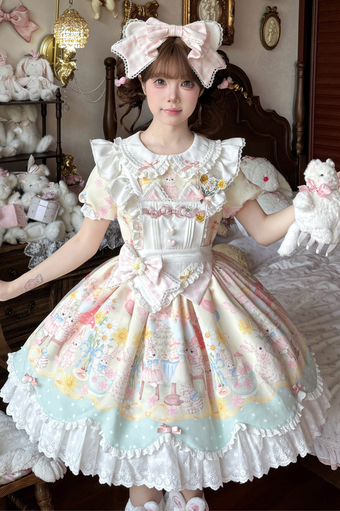 Pastel Angel Doll Lolita Dress + Headband + Ribbon