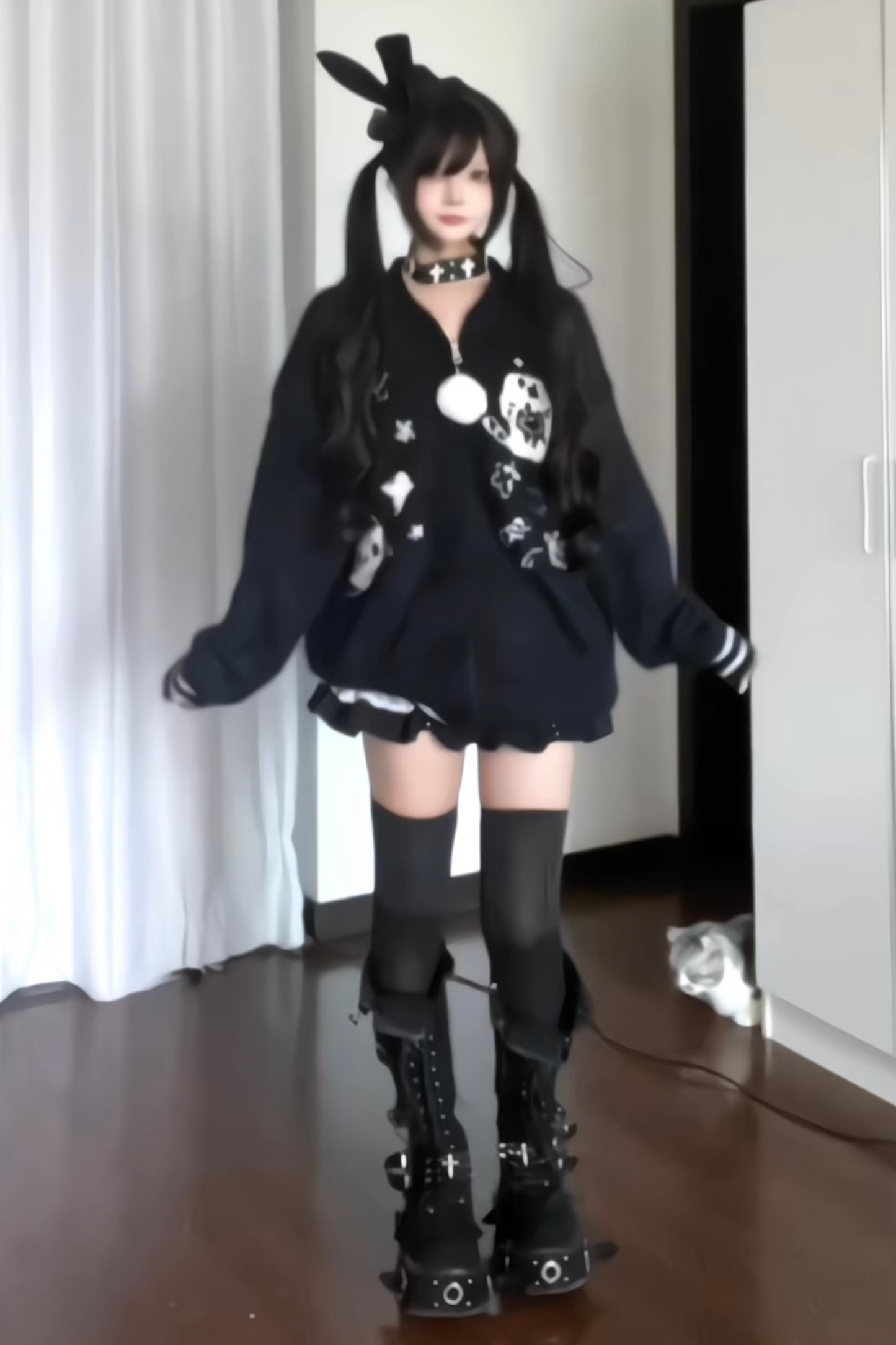 ラビットフードイラストパーカー