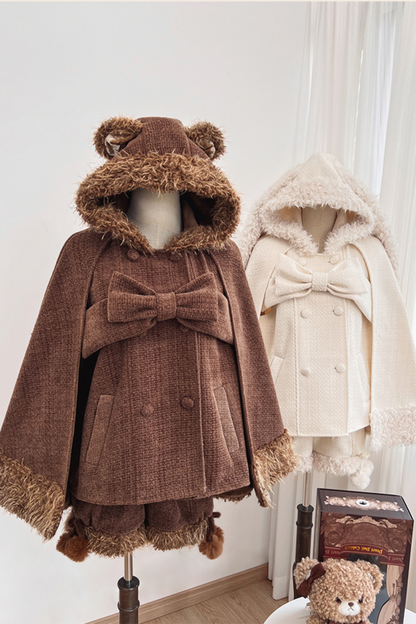 アニマルツイードコート＋ボアショートパンツ