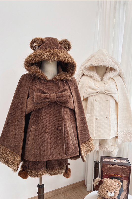 アニマルツイードコート＋ボアショートパンツ