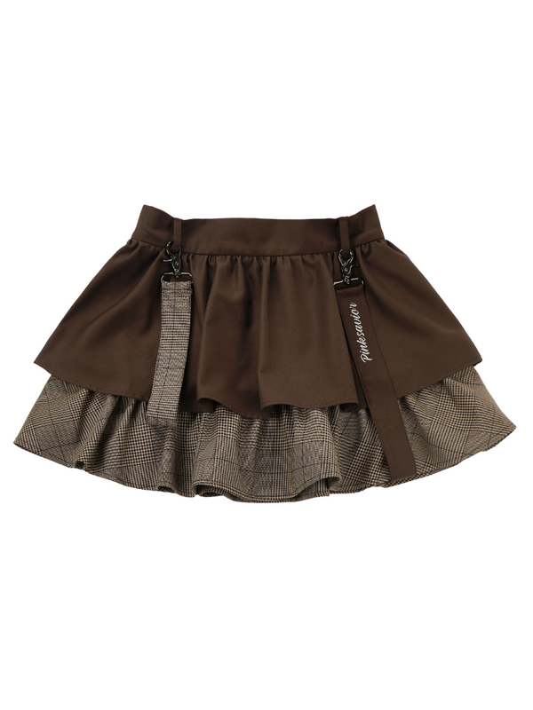 カレッジニットパッチワークチェックスウェットシャツスーツ