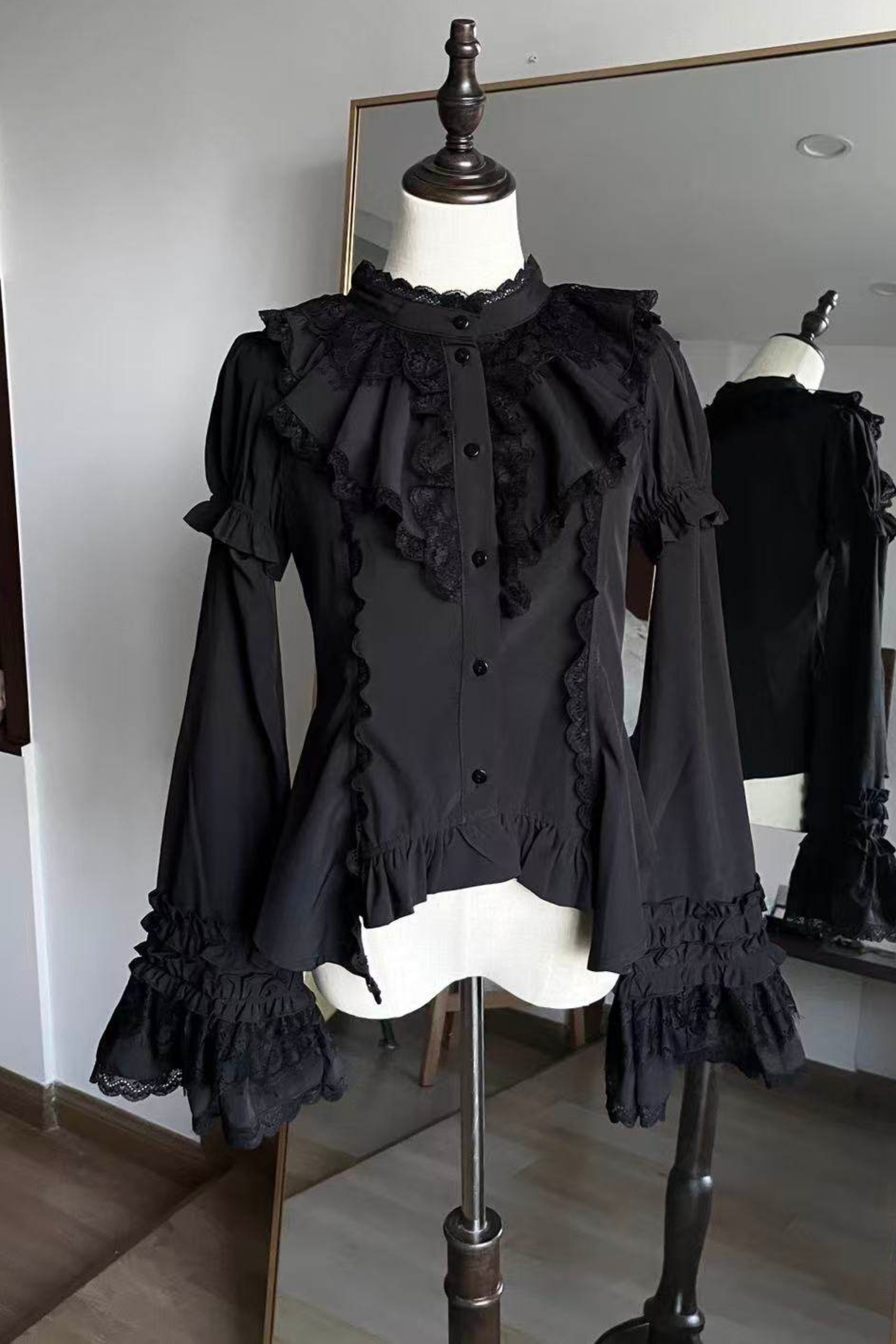 フリルゴシックロリータブラウス+フラワーカラー