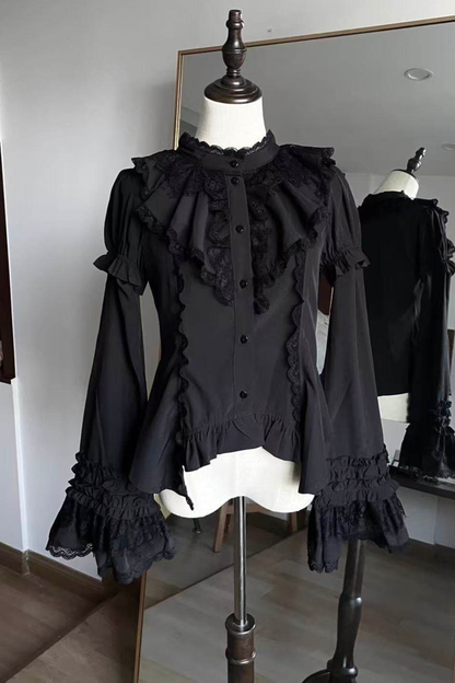 フリルゴシックロリータブラウス+フラワーカラー