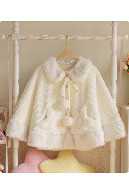 [Reserved product] Snowball ribbon plashfar cope coat