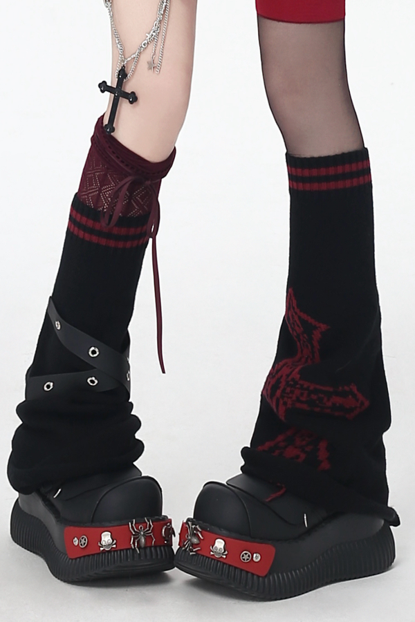 Cross subculture knit leg warmers