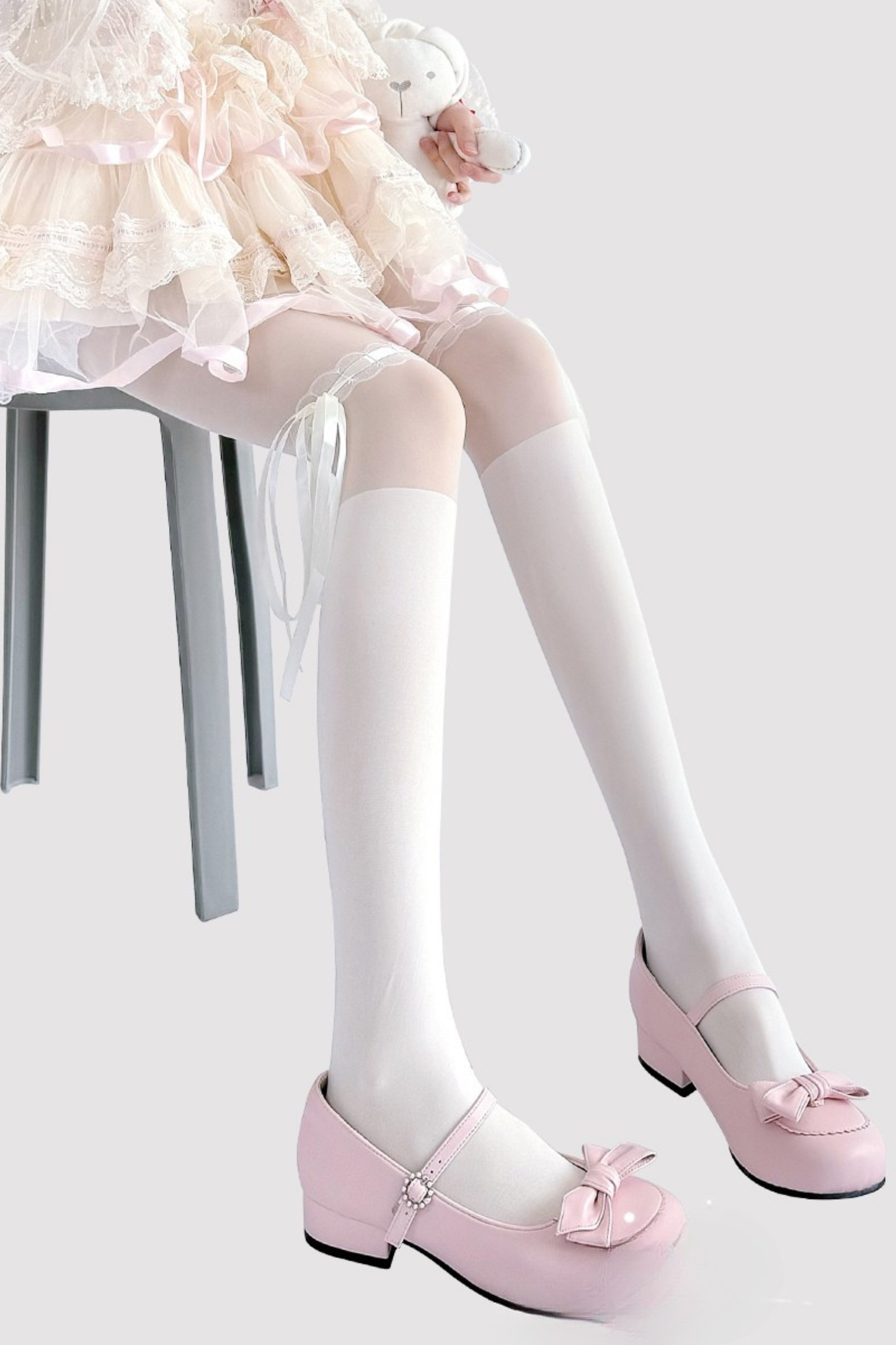 ストラップレースバレエリボンタイツ