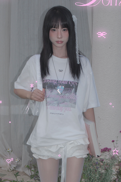 Y2Kフォトデザインルーズトップス