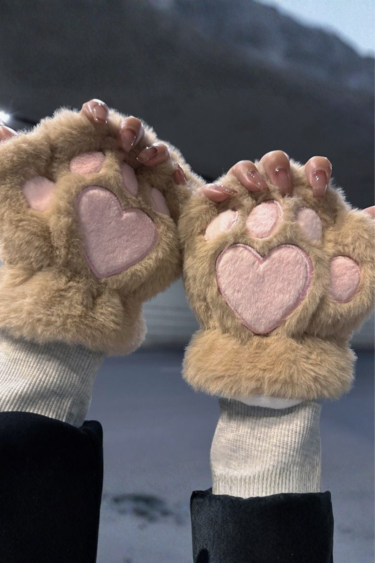 プラッシュハートハーフフィンガーグローブ