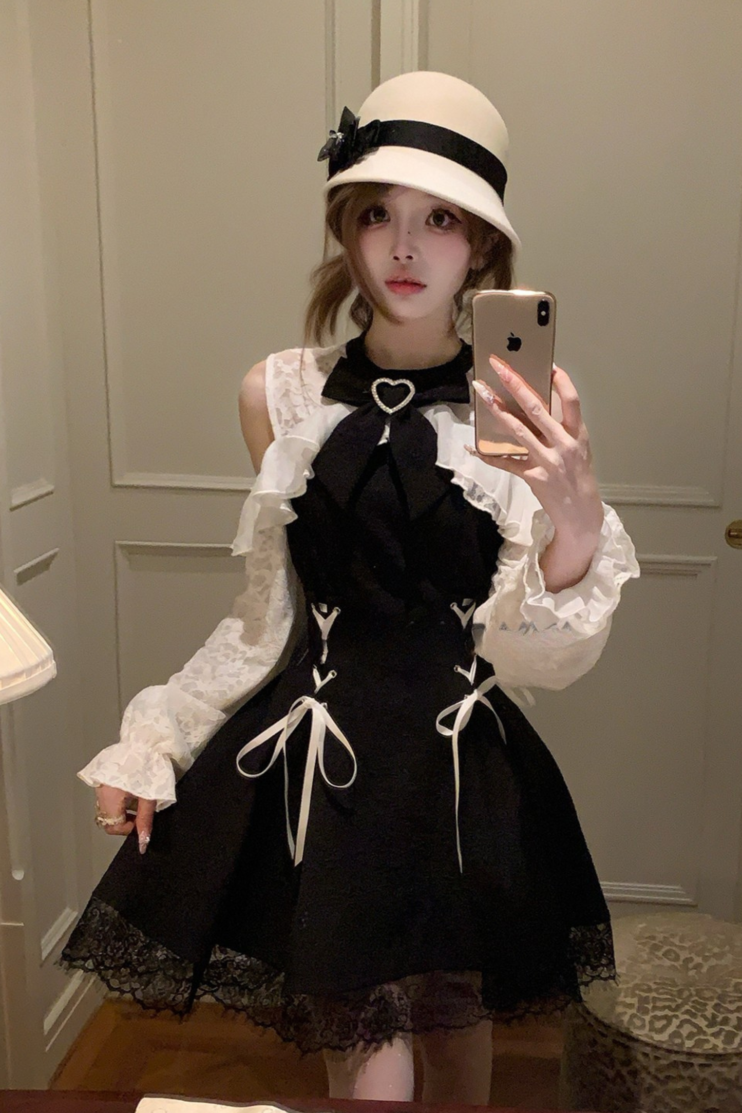 Lace-up off-the-shoulder dress