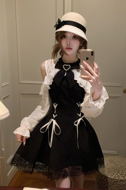 Lace-up off-the-shoulder dress