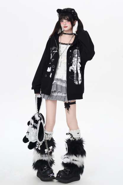 ガールイラストフードパーカー