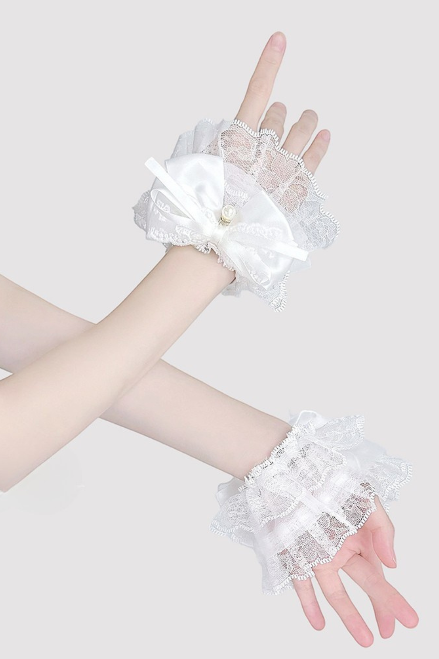 Lace Pearl Ribbon Lolita Sleeve