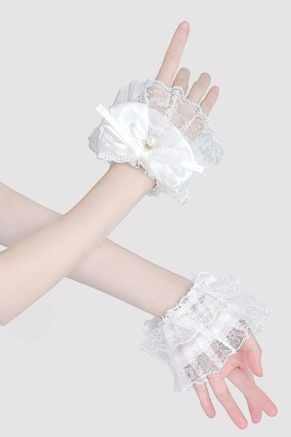 Lace Pearl Ribbon Lolita Sleeve