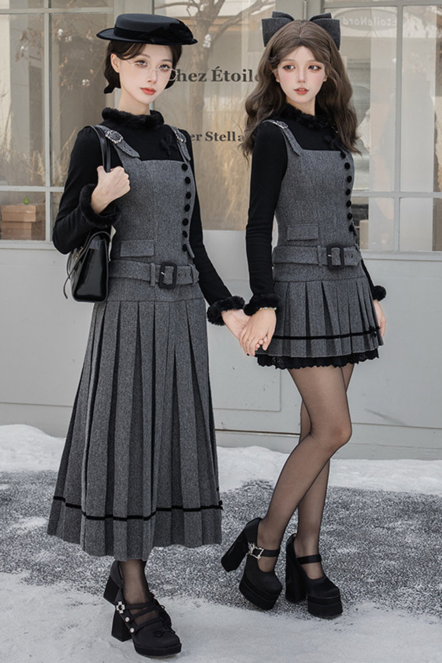 エレガントデイリーベストドレス+リボンヘアアクセサリー