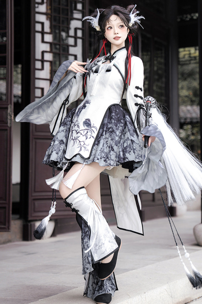 チャイナトップス+スカート+キャミソールドレス+レッグウォーマー