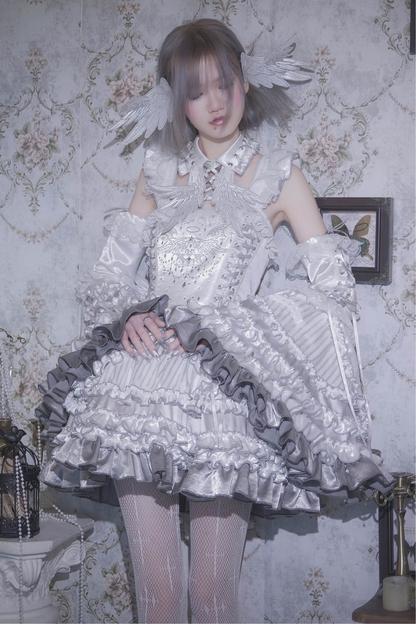 メタリックフリルスプリットスリーブ