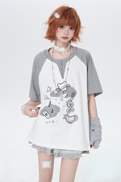 Two-Tone Loose Oversized Top