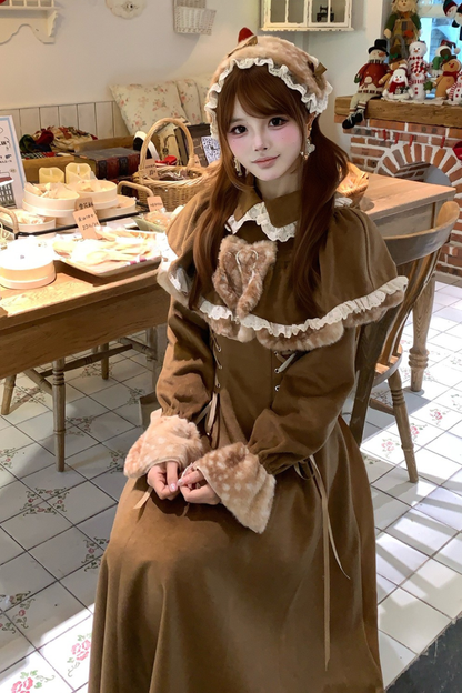 レオパードレースアップロングドレス