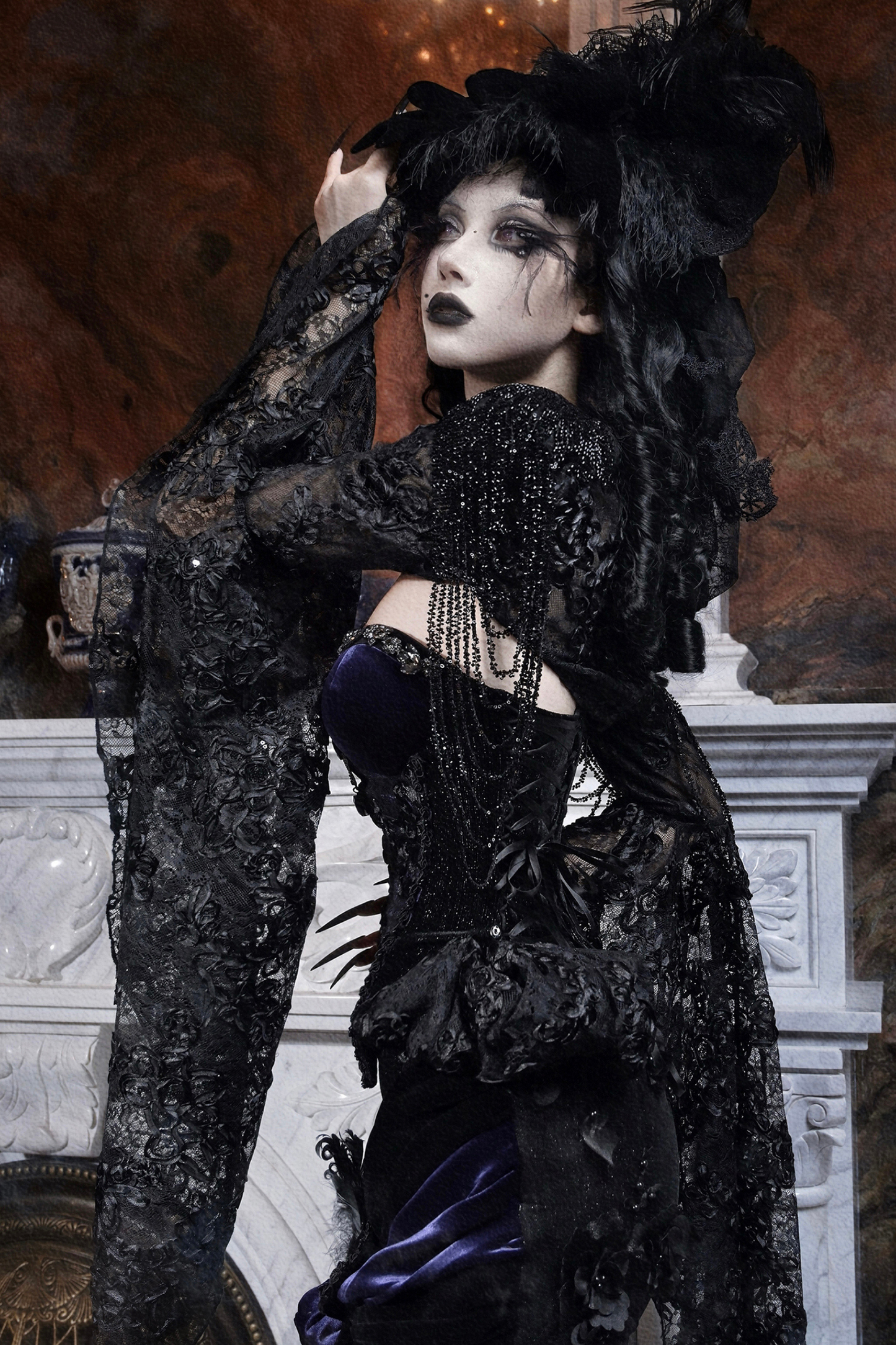 Gothic Gorgeous Sheer Sleeved Shawl