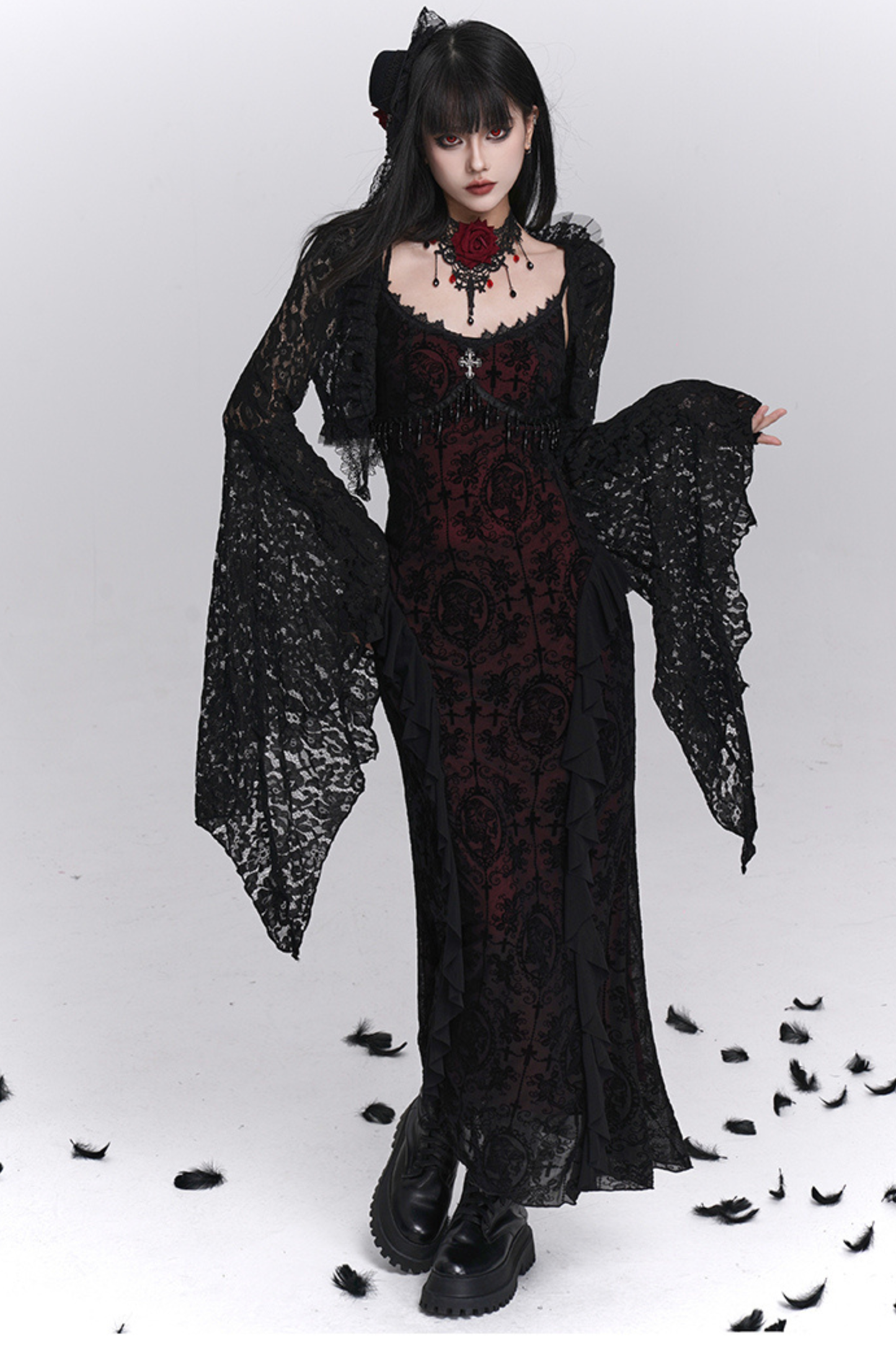 ゴシックキャミソールドレス＋シアートップス