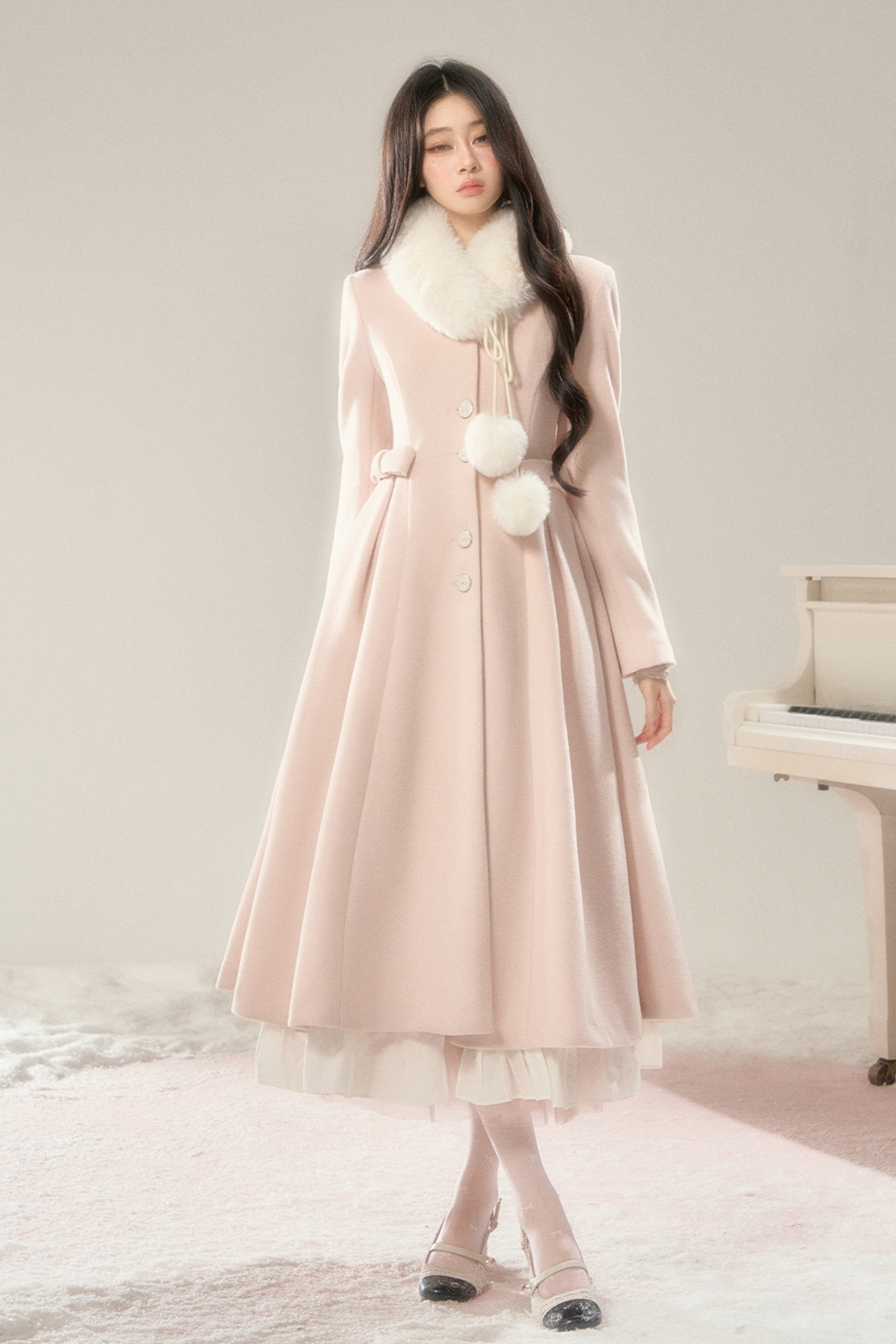 ビューティーウエストマークロングウールコート