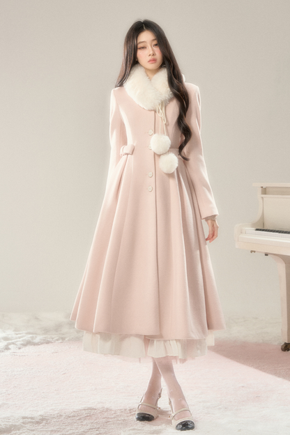 ビューティーウエストマークロングウールコート