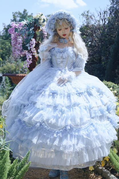 ゴージャスアイスブループリンセスミディアムロリータドレス