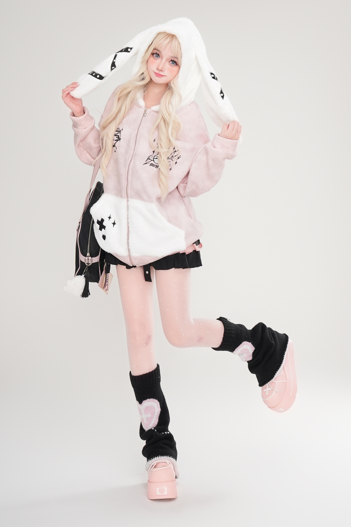 キュートバニーイヤーフリースジャケット