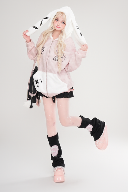 キュートバニーイヤーフリースジャケット