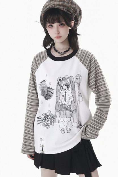Patchwork Raglan Sleeve Top