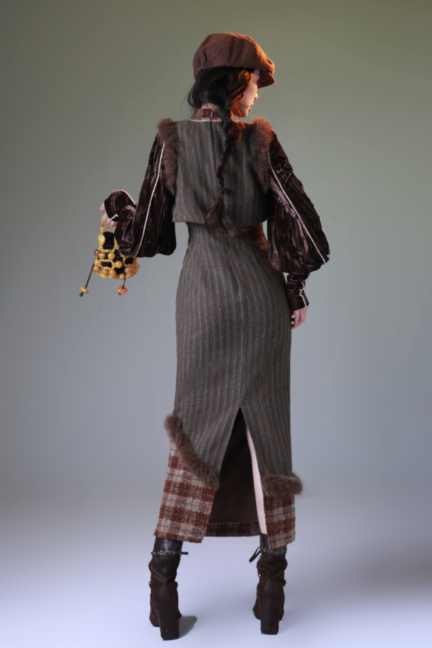 Check Retro Girly Long Dress