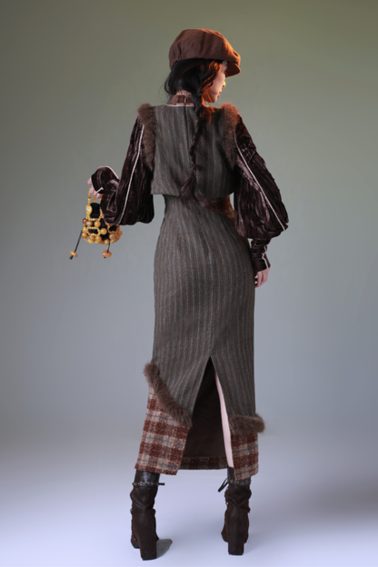 Check Retro Girly Long Dress