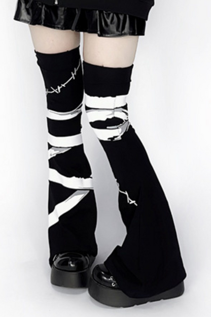 [Reserved product] Subcar bandage print high -leg socks