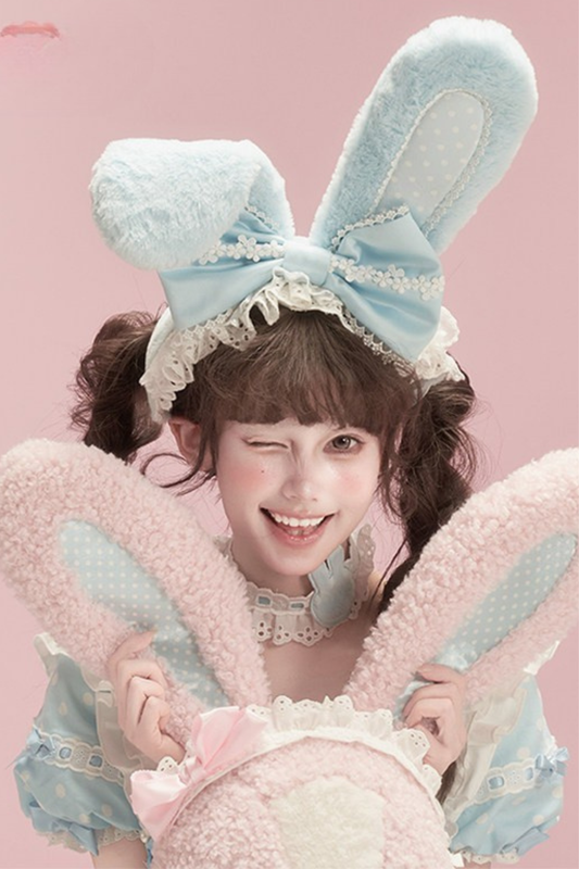 Lace Rabbit Ear Headband + Ribbon Necklace