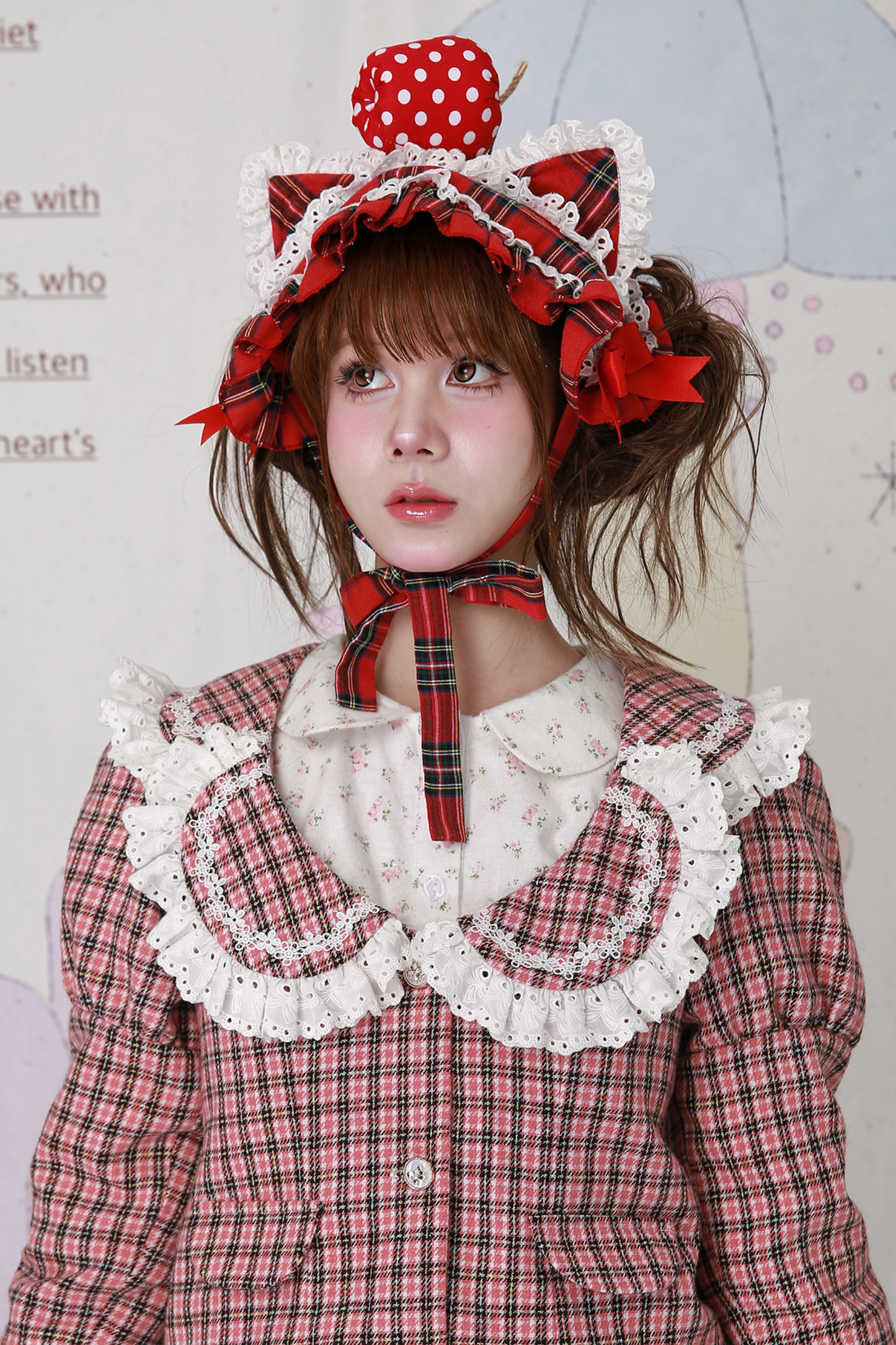 チェックレースレトロクラップカラージャケット