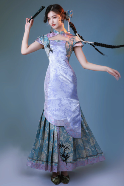 ジャカードレトロタイトプリーツドレス