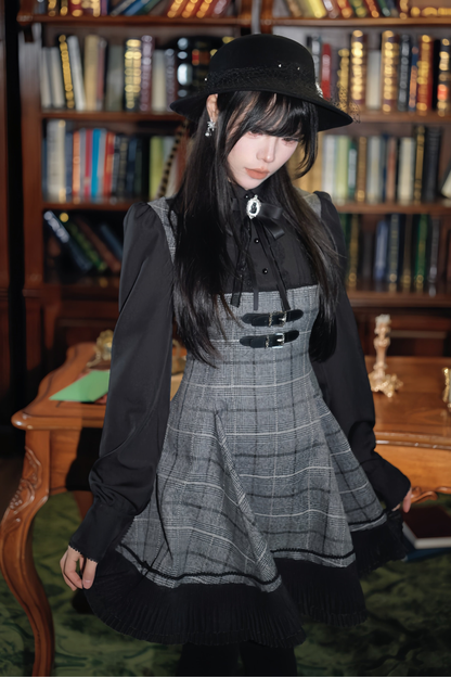 チェックベルトフレアドレス