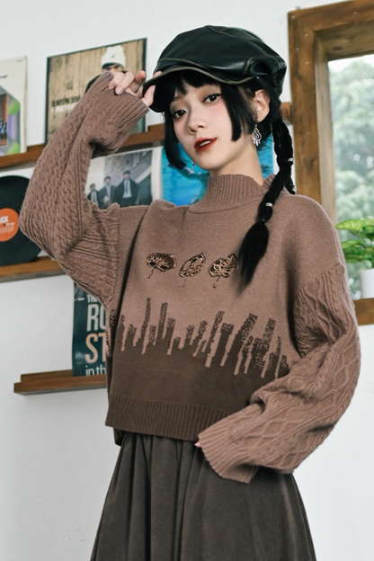 Bicolor Turtleneck Sweater