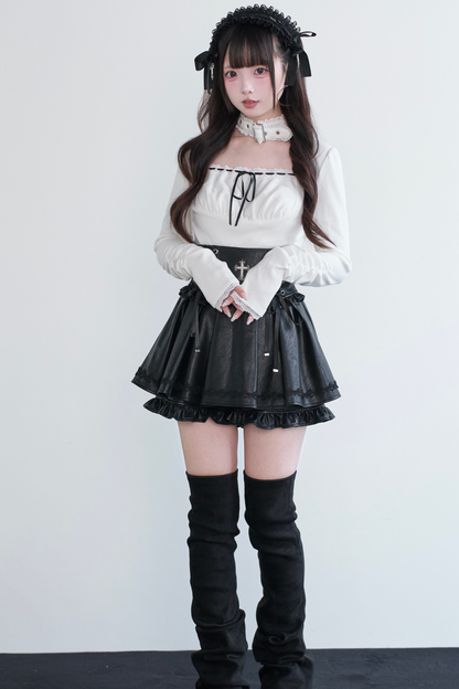 チョッカーレーストップス+スカート