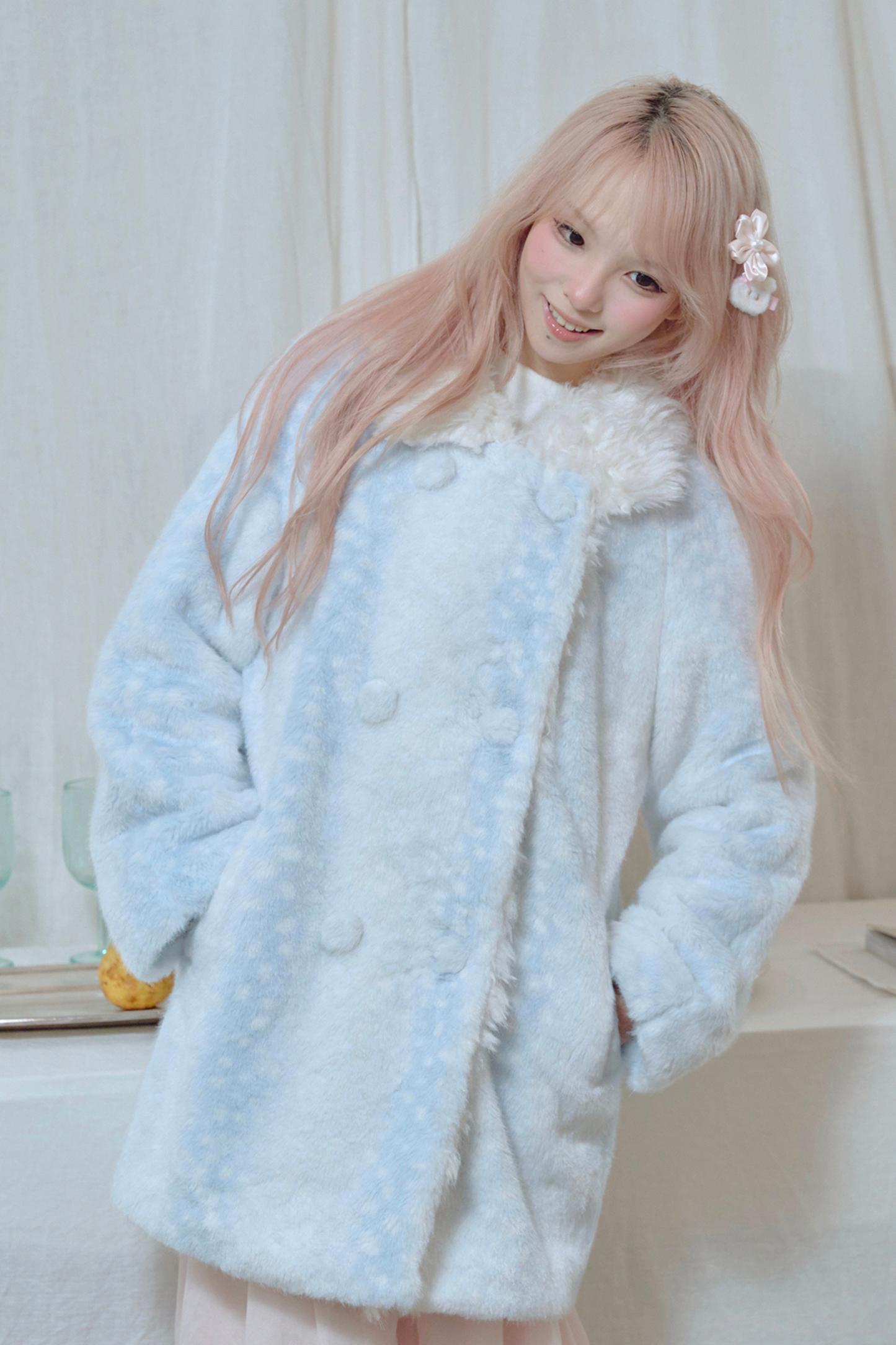 Gradient Rabbit Fur Coat