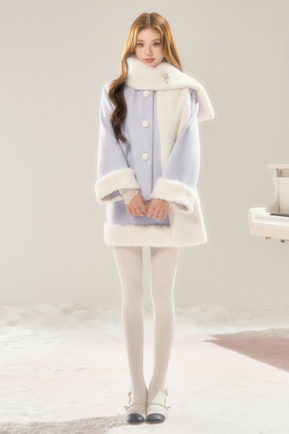 マフラー付きスイートファーコート+ファースカート