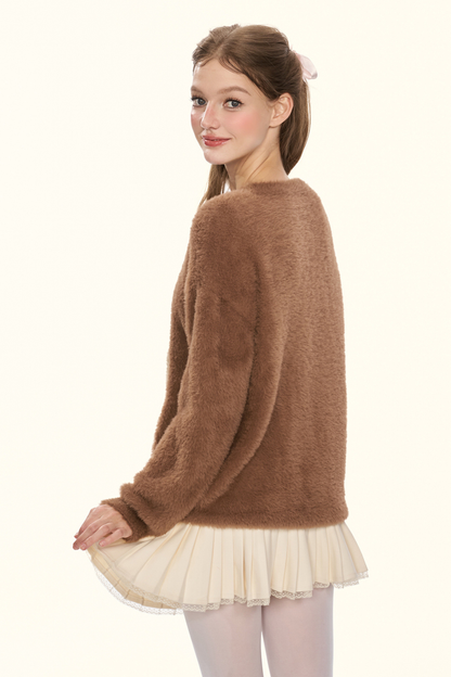 クリームチェスナットココアバニーファーニット