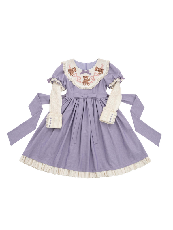 Lolita Teddy Bear Flap Race Puff Sleevin Ribondeless [Reservation Product]