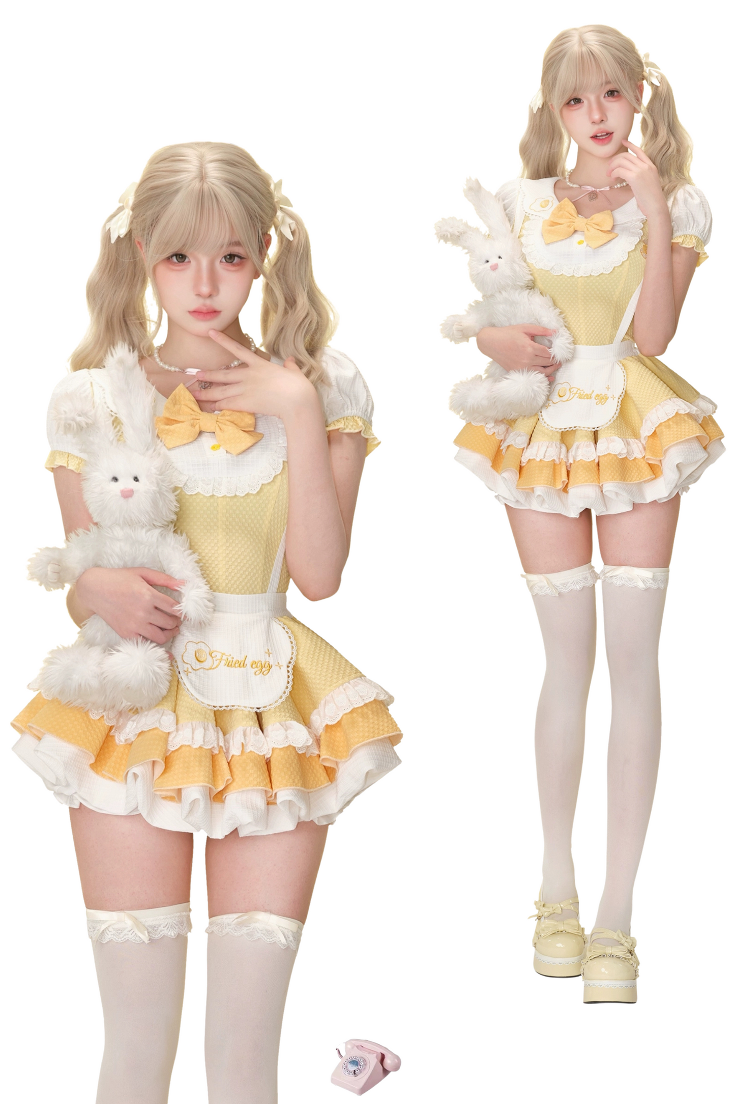 パインカラードールトップス+フリルサスペンダースカート