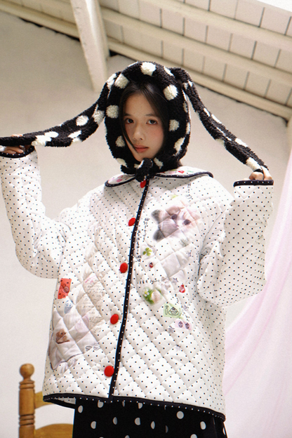 ポルカドットラムウールハット