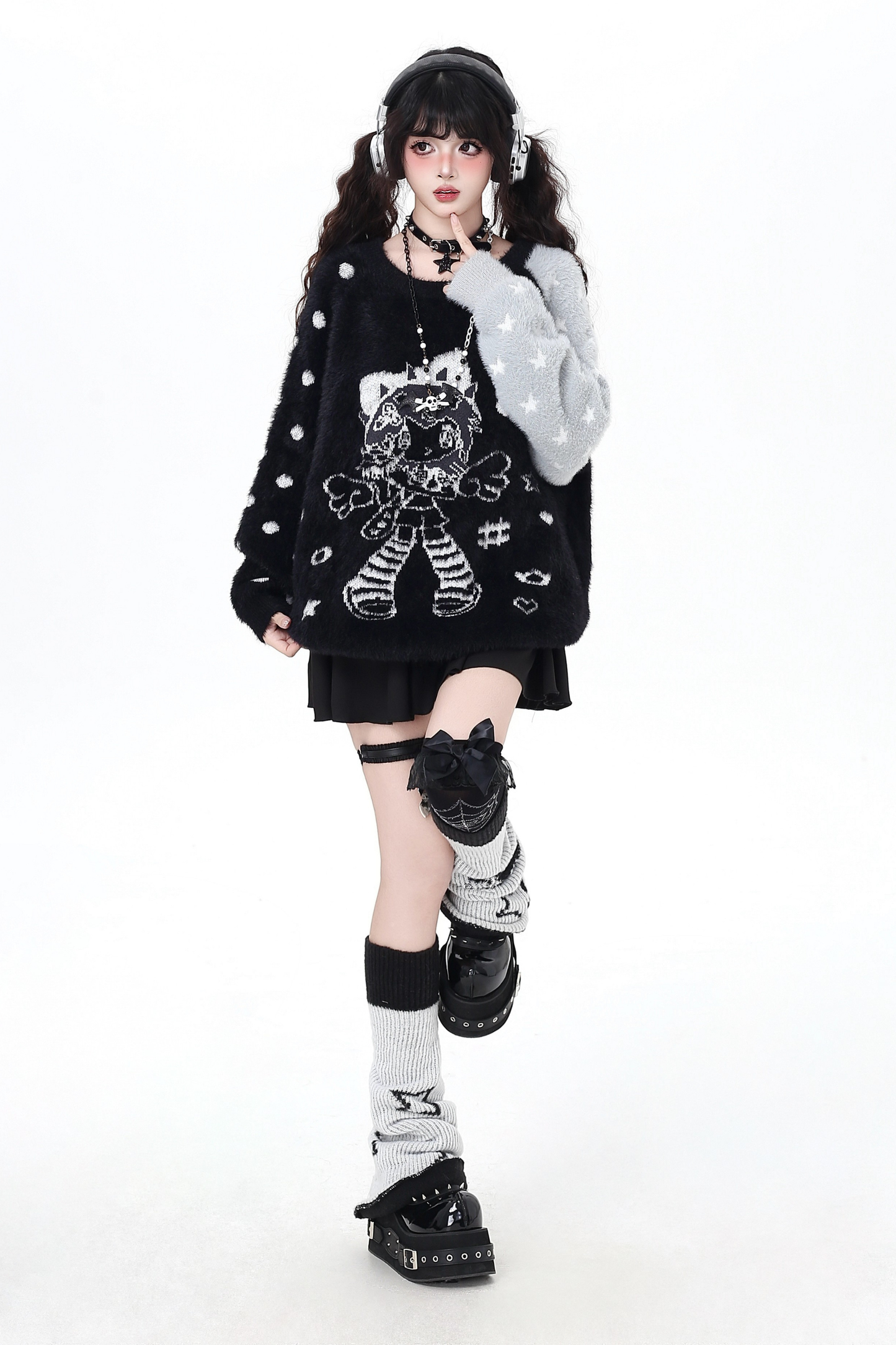 エンジェルバイカラールーズオーバーセーター