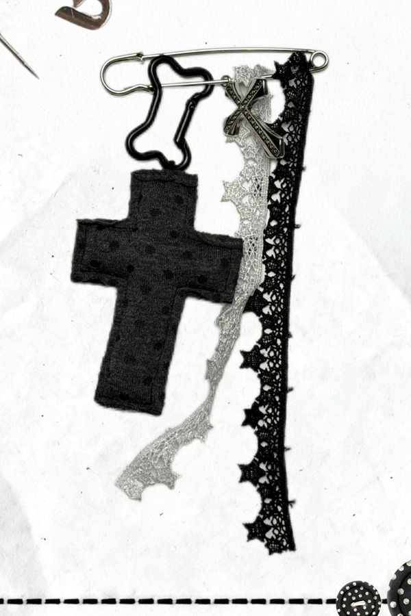 クロスドットタートルネックトップス+スカート+ペンダント