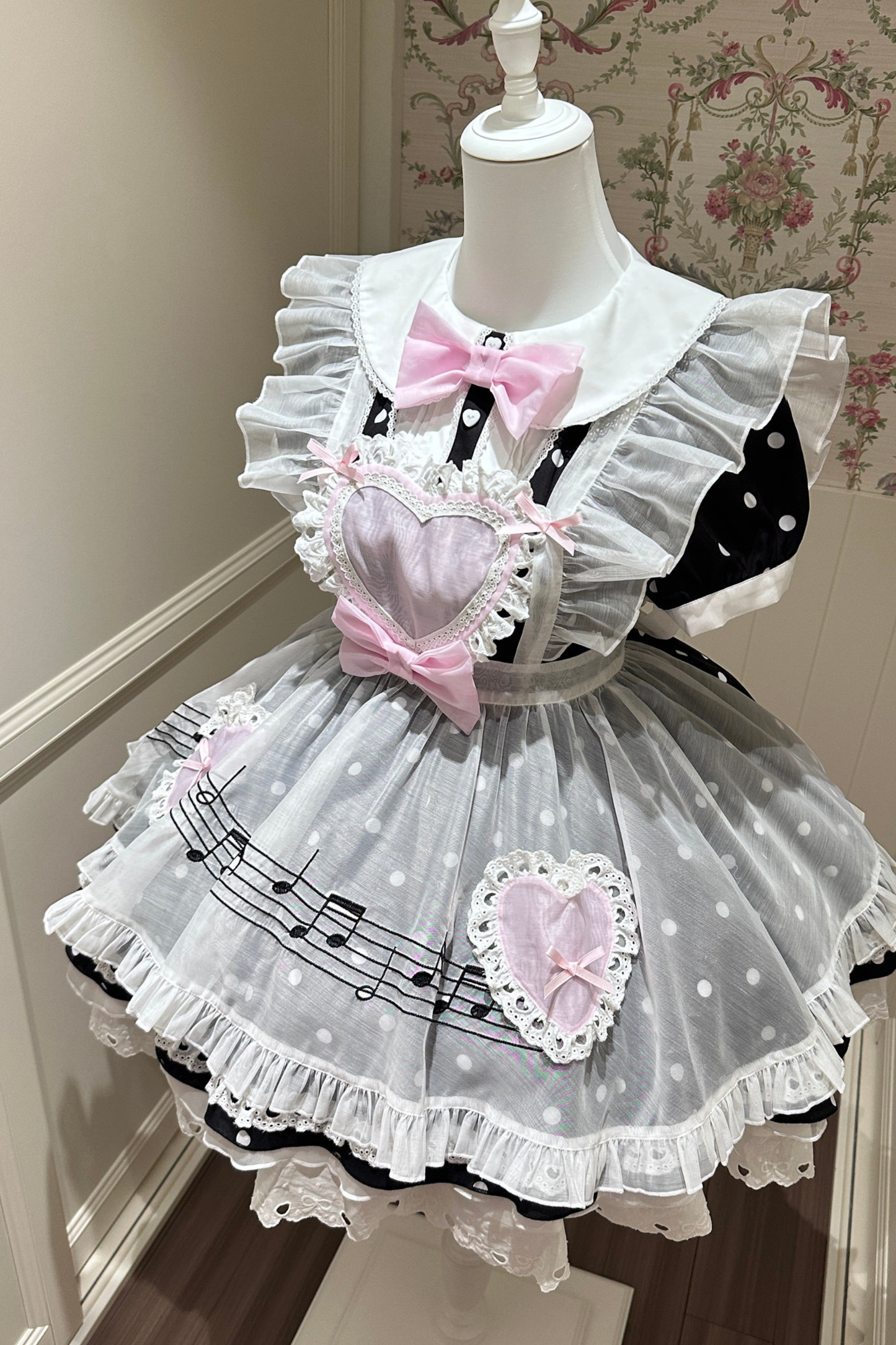 ハートビートドットドレス+シアーエプロン