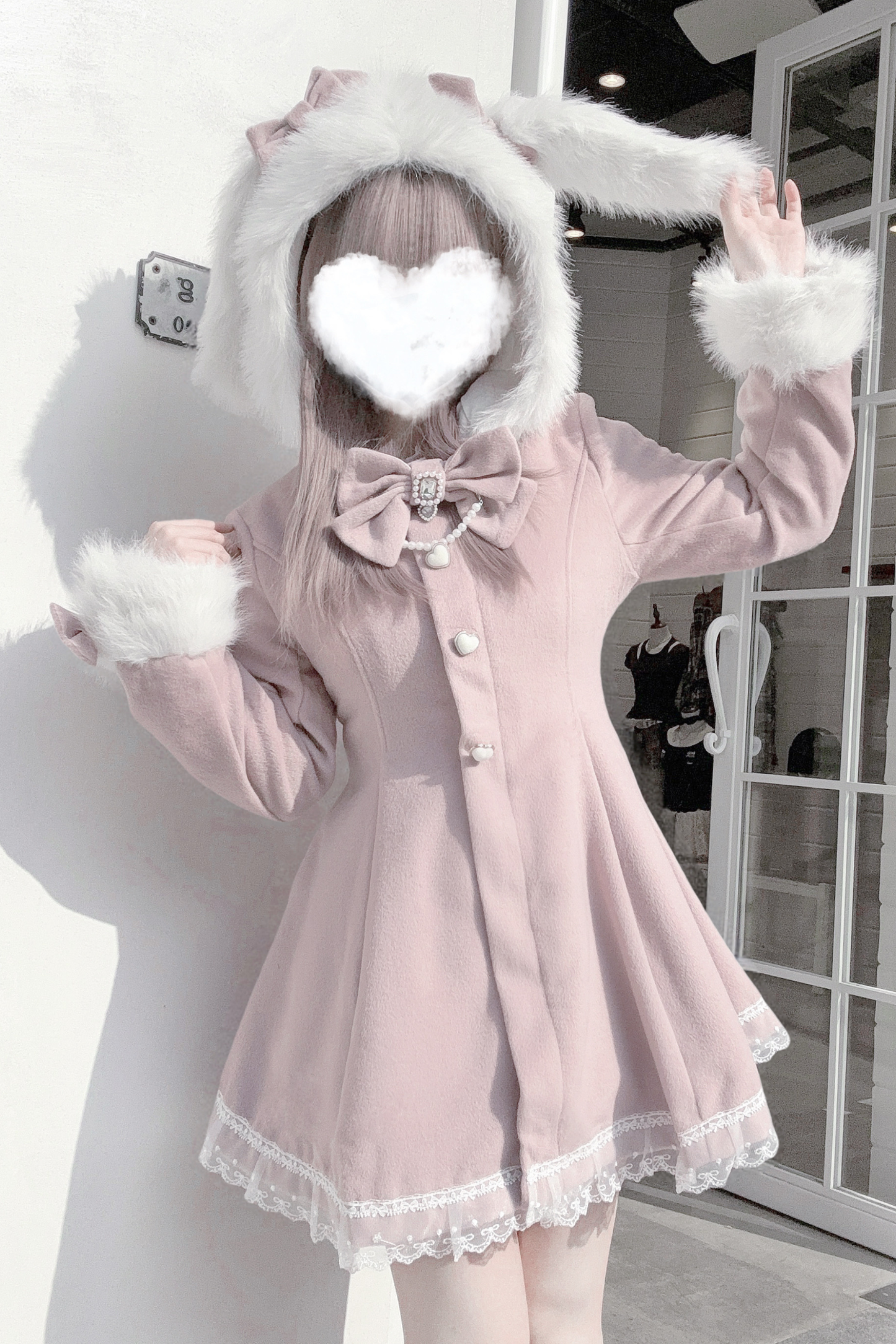 うさ耳ファーフードドールコート