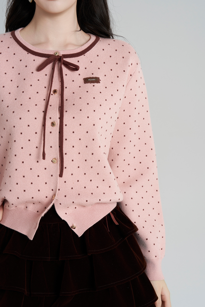 ドットフレンチニットカーディガン